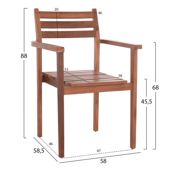 ΠΟΛΥΘΡΟΝΑ KEMPO HM6358 ΞΥΛΟ TEAK ΣΕ ΦΥΣΙΚΟ--58x58,5x88Υεκ. (x1) - Image 2