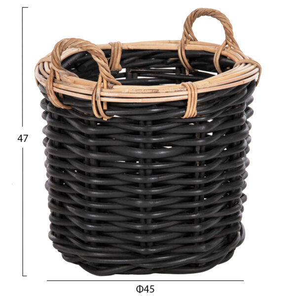 ΣΕΤ 2 ΚΑΛΑΘΙΑ POTTS HM4379 ΜΑΥΡO&ΦΥΣΙΚΟ ΧΡΩΜΑ- CL RATTAN Φ61+Φ45εκ. (x1) - Image 2