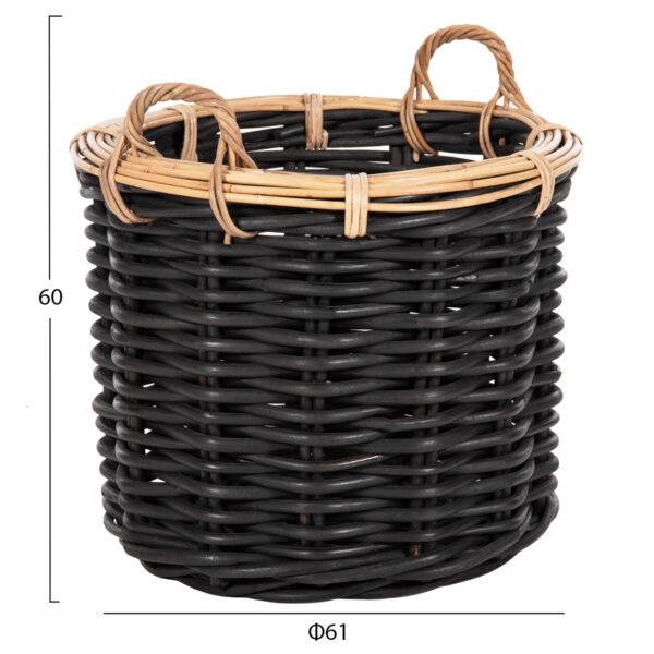 ΣΕΤ 2 ΚΑΛΑΘΙΑ POTTS HM4379 ΜΑΥΡO&ΦΥΣΙΚΟ ΧΡΩΜΑ- CL RATTAN Φ61+Φ45εκ. (x1) - Image 3