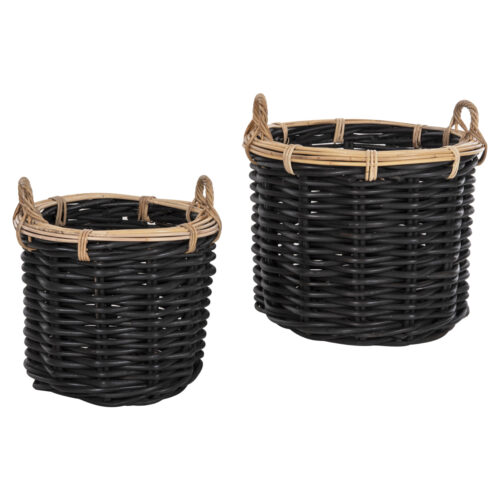 ΣΕΤ 2 ΚΑΛΑΘΙΑ POTTS HM4379 ΜΑΥΡO&ΦΥΣΙΚΟ ΧΡΩΜΑ- CL RATTAN Φ61+Φ45εκ. (x1)