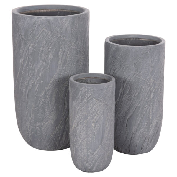 ΣΕΤ 3ΤΜΧ ΓΛΑΣΤΡΕΣ ΚΥΛΙΝΔΡΟΙ ΣΕΙΡΑ GARDENER HM4720 FIBERCLAY-ΧΡΩΜΑ CEMENT Φ44x79Υεκ (x1) - Image 2