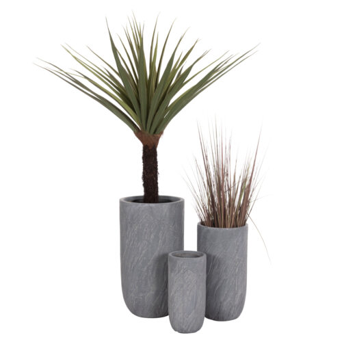ΣΕΤ 3ΤΜΧ ΓΛΑΣΤΡΕΣ ΚΥΛΙΝΔΡΟΙ ΣΕΙΡΑ GARDENER HM4720 FIBERCLAY-ΧΡΩΜΑ CEMENT Φ44x79Υεκ (x1)