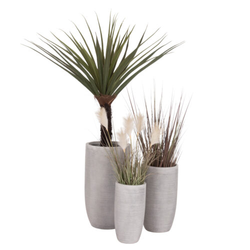 ΣΕΤ 3ΤΜΧ ΓΛΑΣΤΡΕΣ ΚΥΛΙΝΔΡΟΙ ΣΕΙΡΑ GARDENER HM4721 FIBERCLAY-ΧΡΩΜΑ CEMENT Φ42x78Υεκ (x1)