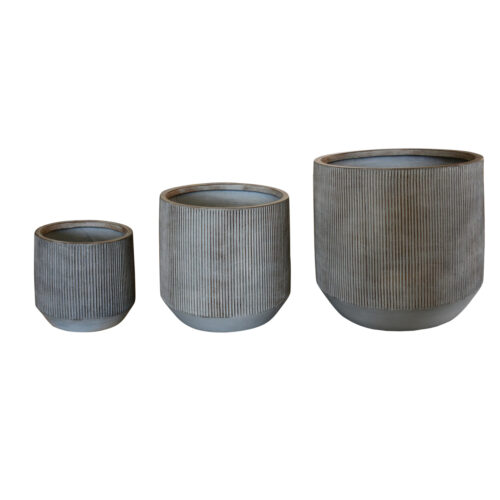 ΣΕΤ 3ΤΜΧ ΓΛΑΣΤΡΕΣ ΣΤΡΟΓΓΥΛΕΣ ΣΕΙΡΑ GARDENER HM4724 FIBERCLAY-ΧΡΩΜΑ CEMENT Φ55x55Υεκ (x1)
