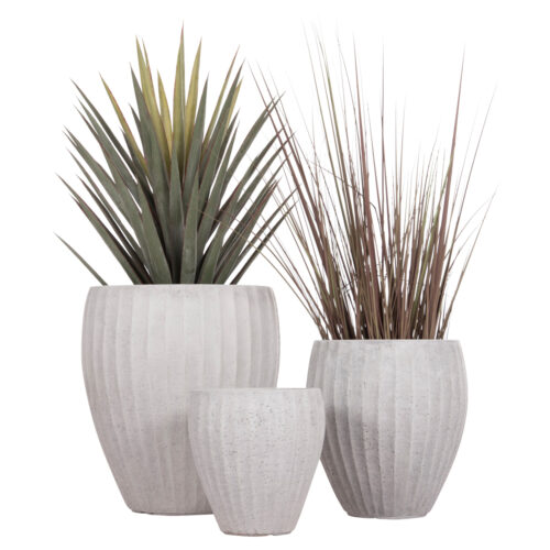 ΣΕΤ 3ΤΜΧ ΓΛΑΣΤΡΕΣ ΣΤΡΟΓΓΥΛΕΣ ΣΕΙΡΑ GARDENER HM4728 FIBERCLAY-ΧΡΩΜΑ CEMENT Φ48x56Υεκ (x1)