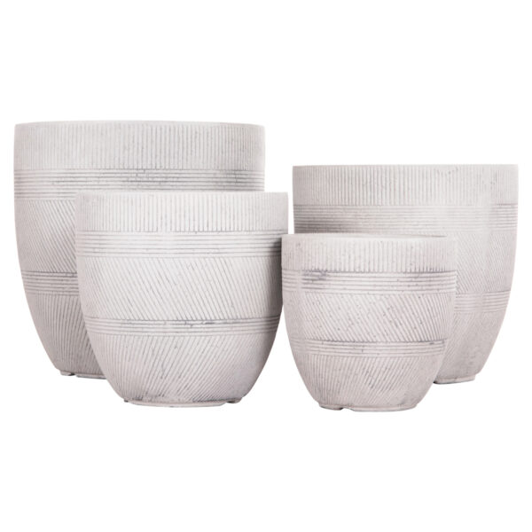 ΣΕΤ 4ΤΜΧ ΓΛΑΣΤΡΕΣ ΣΤΡΟΓΓΥΛΕΣ ΣΕΙΡΑ GARDENER HM4719 FIBERCLAY-ΧΡΩΜΑ CEMENT Φ44x43Υεκ (x1) - Image 2