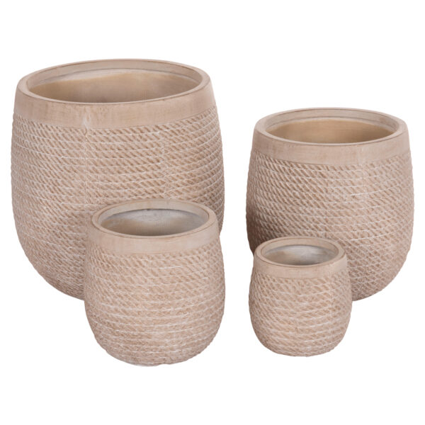 ΣΕΤ 4ΤΜΧ ΓΛΑΣΤΡΕΣ ΣΤΡΟΓΓΥΛΕΣ GARDENER HM4722 FIBERCLAY--IVORY CEMENT Φ54x54Υεκ (x1) - Image 2