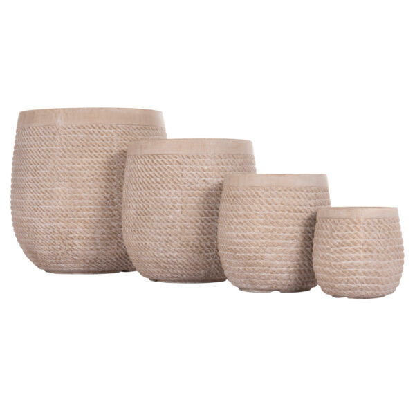 ΣΕΤ 4ΤΜΧ ΓΛΑΣΤΡΕΣ ΣΤΡΟΓΓΥΛΕΣ GARDENER HM4722 FIBERCLAY--IVORY CEMENT Φ54x54Υεκ (x1) - Image 8