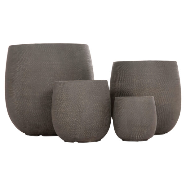 ΣΕΤ 4ΤΜΧ ΓΛΑΣΤΡΕΣ ΣΤΡΟΓΓΥΛΕΣ GARDENER HM4726 FIBERCLAY ΓΚΡΙΖΟΠΡΑΣΙΝΟ Φ52x55Υεκ (x1) - Image 2