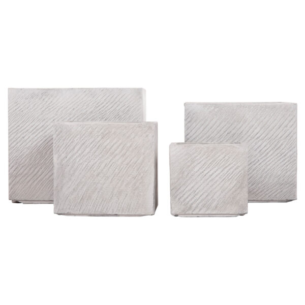 ΣΕΤ 4ΤΜΧ ΓΛΑΣΤΡΕΣ ΤΕΤΡΑΓΩΝΕΣ GARDENER HM4730 FIBERCLAY ΓΚΡΙ CEMENT 37x37x32Υεκ. (x1) - Image 2