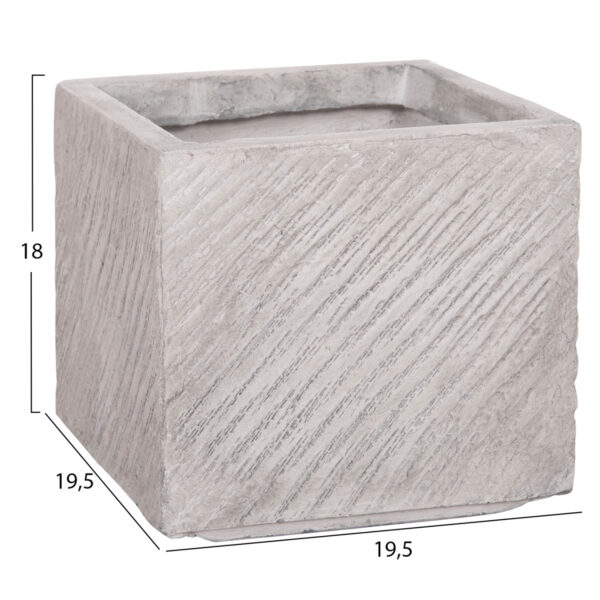 ΣΕΤ 4ΤΜΧ ΓΛΑΣΤΡΕΣ ΤΕΤΡΑΓΩΝΕΣ GARDENER HM4730 FIBERCLAY ΓΚΡΙ CEMENT 37x37x32Υεκ. (x1) - Image 6