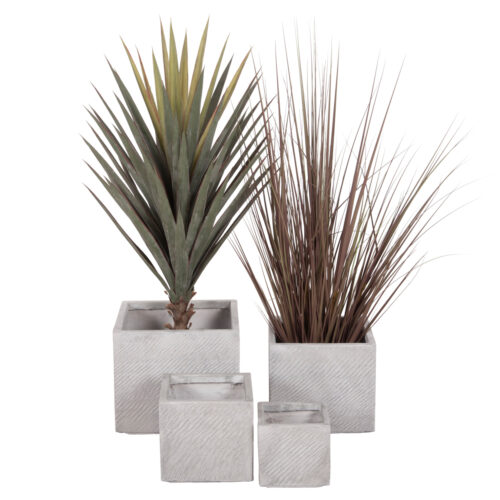 ΣΕΤ 4ΤΜΧ ΓΛΑΣΤΡΕΣ ΤΕΤΡΑΓΩΝΕΣ GARDENER HM4730 FIBERCLAY ΓΚΡΙ CEMENT 37x37x32Υεκ. (x1)
