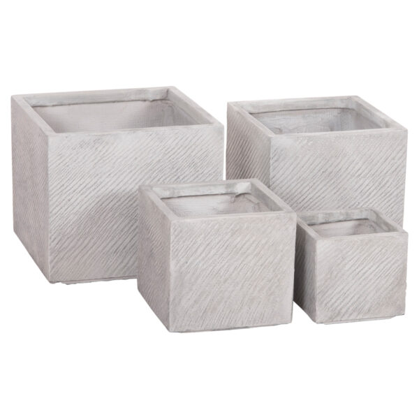 ΣΕΤ 4ΤΜΧ ΓΛΑΣΤΡΕΣ ΤΕΤΡΑΓΩΝΕΣ GARDENER HM4730 FIBERCLAY ΓΚΡΙ CEMENT 37x37x32Υεκ. (x1) - Image 7