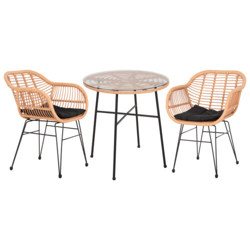 ΣΕΤ ΕΞΩΤΕΡΙΚΟΥ ΧΩΡΟΥ 3ΤΜΧ ALLEGRA HM10476 WICKER ΜΠΕΖ-ΜΕΤΑΛΛΟ ΜΑΥΡΟ (x1)