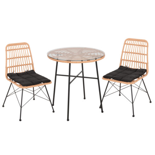 ΣΕΤ ΕΞΩΤΕΡΙΚΟΥ ΧΩΡΟΥ 3ΤΜΧ ALLEGRA HM10477 WICKER ΜΠΕΖ-ΜΕΤΑΛΛΟ ΜΑΥΡΟ (x1)
