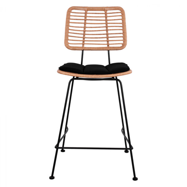 ΣΚΑΜΠΟ ΜΕΣΑΙΟΥ ΥΨΟΥΣ ALLEGRA HM5644 ΜΕΤΑΛΛΙΚΟ ΜΕ WICKER ΣΕ ΜΠΕΖ ΑΠΟΧΡΩΣΗ 55x56x107 εκ. (x1) - Image 3