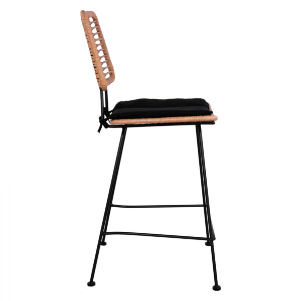 ΣΚΑΜΠΟ ΜΕΣΑΙΟΥ ΥΨΟΥΣ ALLEGRA HM5644 ΜΕΤΑΛΛΙΚΟ ΜΕ WICKER ΣΕ ΜΠΕΖ ΑΠΟΧΡΩΣΗ 55x56x107 εκ. (x1) - Image 4