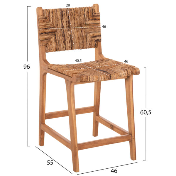 ΣΚΑΜΠΟ ΜΠΑΡ WALTER HM9842 ΞΥΛO TEAK ΣΕ ΦΥΣΙΚΟ-ΨΑΘΑ 46x55x96Υεκ. (x1) - Image 2