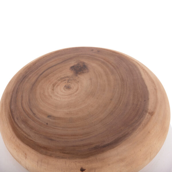 ΤΡΑΠΕΖΙ ΒΟΗΘΗΤΙΚΟ PUFFAT HM18172.02 FIBER CEMENT ΛΕΥΚΟ- ΞΥΛΟ TEAK TOP Φ45x46Υεκ. (x1) - Image 5