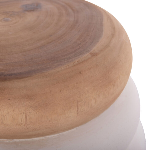 ΤΡΑΠΕΖΙ ΒΟΗΘΗΤΙΚΟ PUFFAT HM18172.02 FIBER CEMENT ΛΕΥΚΟ- ΞΥΛΟ TEAK TOP Φ45x46Υεκ. (x1) - Image 6