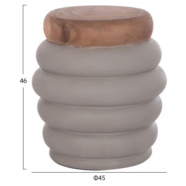 ΤΡΑΠΕΖΙ ΒΟΗΘΗΤΙΚΟ PUFFAT HM18172.03 FIBER CEMENT ΓΚΡΙ- ΞΥΛΟ TEAK TOP Φ45x46Υεκ. (x1) - Image 2