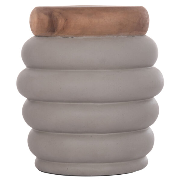 ΤΡΑΠΕΖΙ ΒΟΗΘΗΤΙΚΟ PUFFAT HM18172.03 FIBER CEMENT ΓΚΡΙ- ΞΥΛΟ TEAK TOP Φ45x46Υεκ. (x1) - Image 3