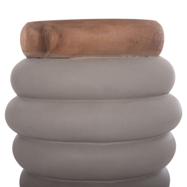 ΤΡΑΠΕΖΙ ΒΟΗΘΗΤΙΚΟ PUFFAT HM18172.03 FIBER CEMENT ΓΚΡΙ- ΞΥΛΟ TEAK TOP Φ45x46Υεκ. (x1) - Image 4