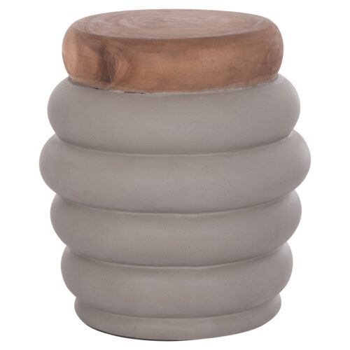 ΤΡΑΠΕΖΙ ΒΟΗΘΗΤΙΚΟ PUFFAT HM18172.03 FIBER CEMENT ΓΚΡΙ- ΞΥΛΟ TEAK TOP Φ45x46Υεκ. (x1)