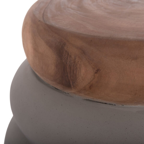 ΤΡΑΠΕΖΙ ΒΟΗΘΗΤΙΚΟ PUFFAT HM18172.03 FIBER CEMENT ΓΚΡΙ- ΞΥΛΟ TEAK TOP Φ45x46Υεκ. (x1) - Image 7