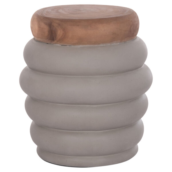 ΤΡΑΠΕΖΙ ΒΟΗΘΗΤΙΚΟ PUFFAT HM18172.03 FIBER CEMENT ΓΚΡΙ- ΞΥΛΟ TEAK TOP Φ45x46Υεκ. (x1)