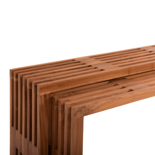 ΤΡΑΠΕΖΙΑ ΣΑΛΟΝΙΟΥ ΣΕΤ 2ΤΜΧ NYA HM9828 ΜΑΣΙΦ ΞΥΛΟ TEAK ΣΕ ΦΥΣΙΚΟ  110x30x46Υεκ. (x1) - Image 4