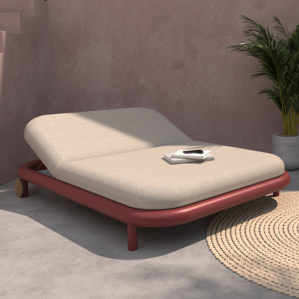 DAYBED ΔΙΠΛΟ ΣΕΙΡΑ EUTOPIA SM6238.05 KOKKINO ΑΛΟΥΜΙΝΙΟ-ΜΠΕΖ OLEFIN 200x150x36Υεκ (x1)