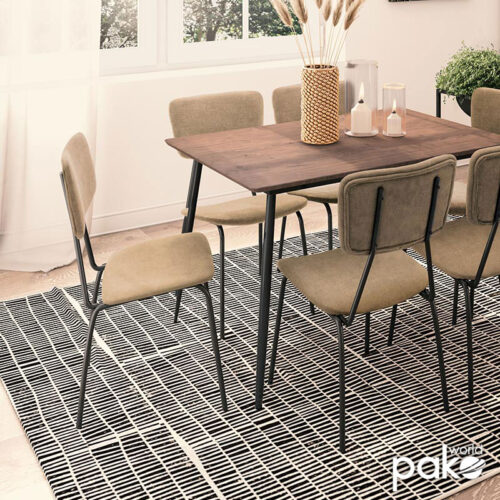 Καρέκλα Tania pakoworld ύφασμα μπεζ antique-μαύρο πόδι (x4)