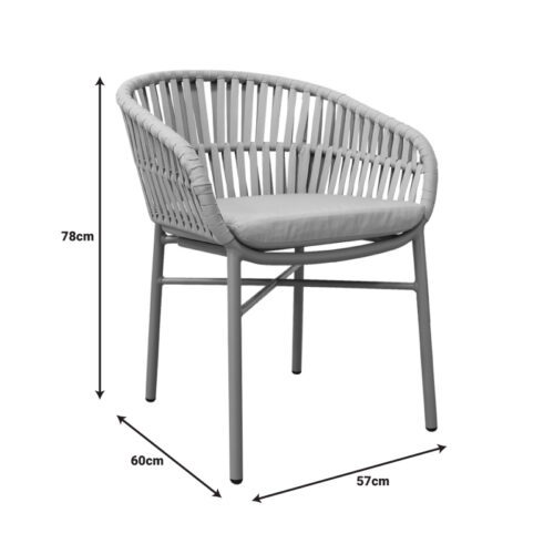 Πολυθρόνα Frama pakoworld αλουμίνιο-pe σχοινί σε καφε απόχρωση και μαξιλάρι 57x60x78εκ (x1)