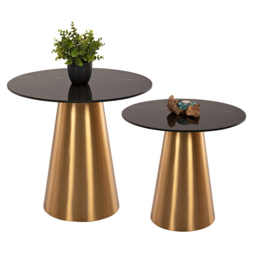 ΒΟΗΘΗΤΙΚΑ ΤΡΑΠΕΖΑΚΙΑ 2ΤΜΧ RENGI HM9665 ΜΕΤΑΛΛΟ ΧΡΥΣΟ-ΜΑΥΡΟ ΚΕΡΑΜΙΚΟ TOP Φ56&Φ43 εκ. (x1)