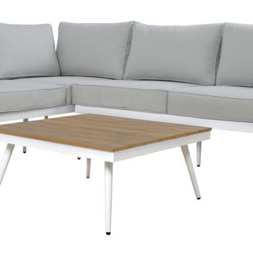 ΚΑΝΑΠΕΣ ΓΩΝΙΑ SABINE ΑΛΟΥΜΙΝΙΟΥ ΜΕ ΤΡΑΠΕΖΙ ΕΞ.ΧΩΡΟΥ ΛΕΥΚΟ HM5126.11 (x1)