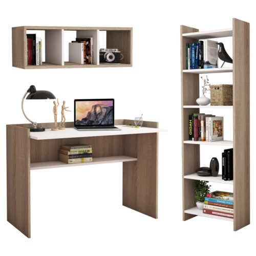 ΣΕΤ ΓΡΑΦΕΙΟΥ 3ΤΜΧ HM11776.12 ΜΕΛΑΜΙΝΗ ΣΕ SONOMA ΚΑΙ ΛΕΥΚΟ ΧΡΩΜΑ (x1)