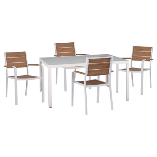 ΣΕΤ ΤΡΑΠΕΖΑΡΙΑΣ 5ΤΜΧ ΤΡΑΠ. 150Χ90 & ΠΟΛ/ΝΕΣ ΑΛΟΥΜΙΝΙΟΥ ΜΕ POLYWOOD ΛΕΥΚΕΣ HM11706.01 (x1)