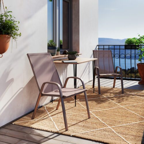 Πολυθρόνα Calan pakoworld μέταλλο σκούρo καφέ-textilene καφέ 54x74x91εκ (x1)