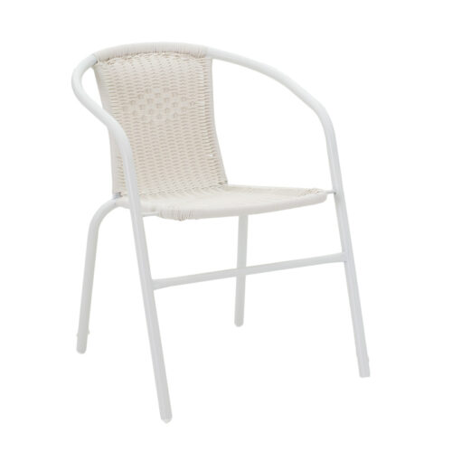 Τραπεζαρία Watson-Obbi pakoworld σετ 3τεμ μέταλλο λευκό- γυαλί 70x70x70εκ (x1)