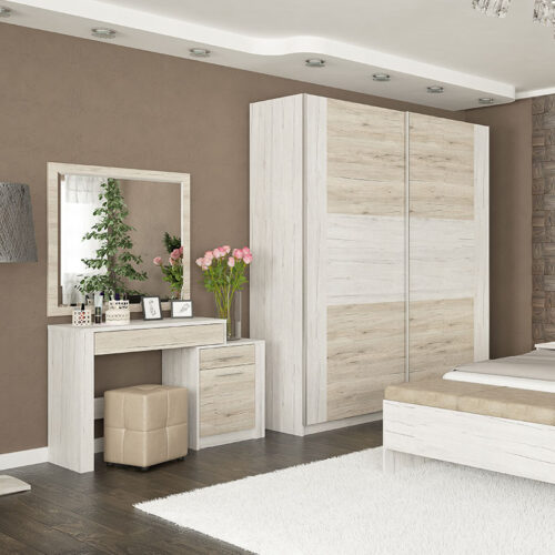 Τουαλέτα-καθρέπτης Neruda pakoworld λευκό antique-oak 114,5x39,5x76εκ (x1)