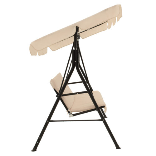 Κούνια κήπου Globo pakoworld μέταλλο μαύρο-ύφασμα μπεζ 170x110x153εκ (x1)