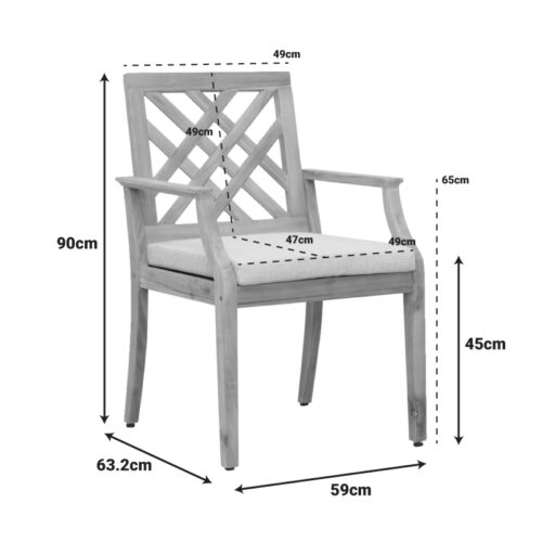 Πολυθρόνα Bolen pakoworld μασίφ ξύλο ακακίας-μπεζ ύφασμα 59x63.2x90εκ (x1)
