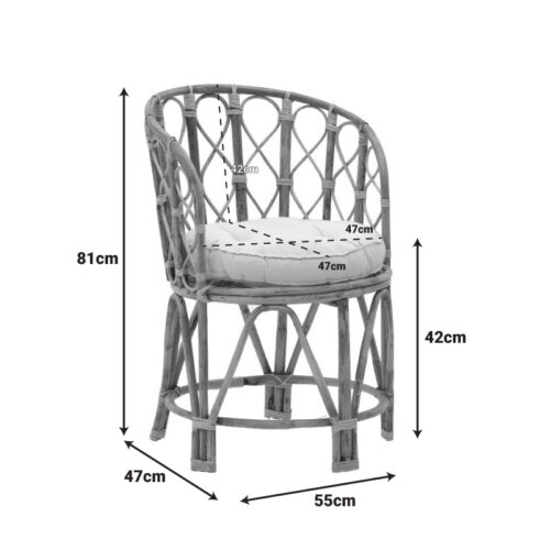 Πολυθρόνα Rostan Inart φυσικό rattan με μαξιλάρι 51x50x80εκ (x1)