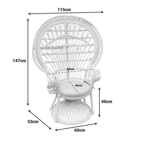 Πολυθρόνα Dorothy Inart με λευκό μαξιλάρι-λευκό rattan 115x53x147εκ (x1)