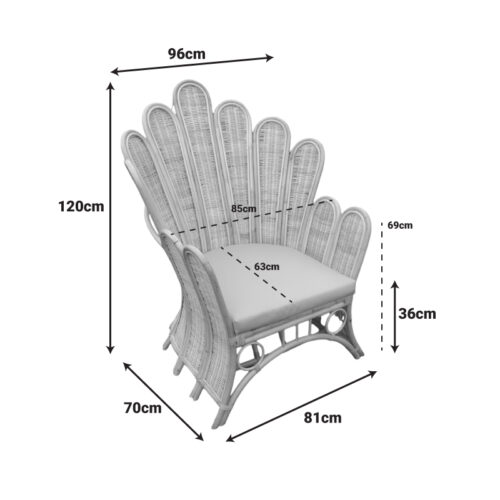 Πολυθρόνα Fragia Inart με μπεζ μαξιλάρι-φυσικό rattan 85x96x120εκ (x1)