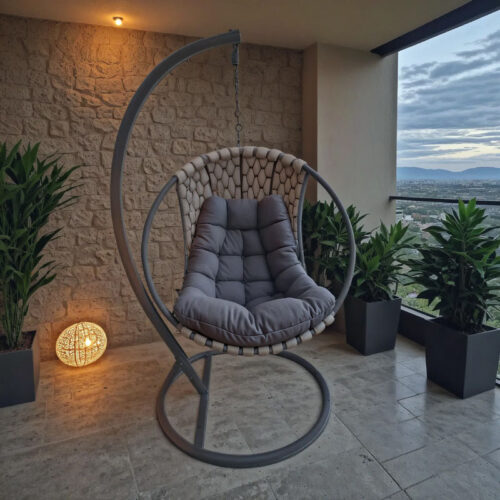 Κούνια φωλιά με βάση Makito pakoworld μέταλλο-pvc σε γκρι απόχρωση 100x105x195εκ (x1)