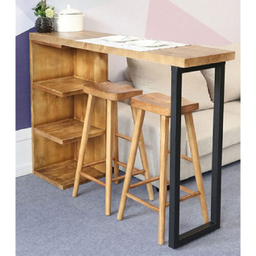 Τραπέζι μπαρ Collins pakoworld φυσικό ξύλο πεύκου 35mm φυσικό-μαύρο 139x29x90εκ (x1)