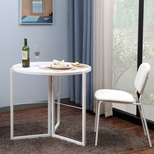 Τραπέζι πτυσσόμενο Talen pakoworld σε λευκή απόχρωση Φ80x74εκ (x1)