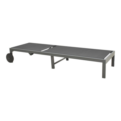 Ξαπλώστρα Mailo pakoworld ανθρακί αλουμίνιο και textilene σε μαύρη απόχρωση 71x206x30εκ (x1)